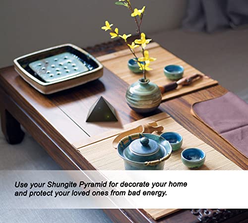 DOJA Barcelona | Schungit Pyramide 4cm | Schungit Stein Schutz | Schwarzer Edelstein Pyramiden Energie | Verwendungen der Shungit Kristall Pyramide: Chakra Steine Heilungspyramide