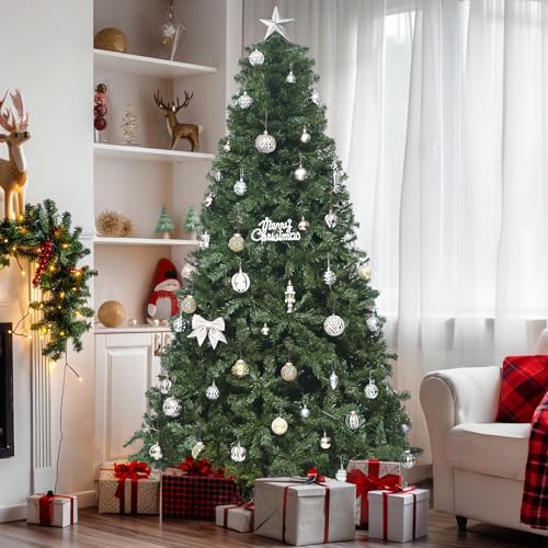 YITAHOME Green Spruce Artificial Christmas Tree, 6ft Artificial Pine Tree with 880 Branch Tips and Metal Hinges, and Foldable Base for Home, Office, and Party Decorations