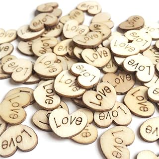 Heart Piece, 100Pcs Wooden Love Slice Crafts for Wedding Table Bokeh Decoration