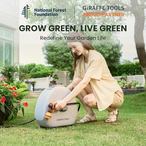 Giraffe Tools Retractable Hose Reel 1/2 Inch X 82Ft,Heavy Duty Ground Mount Garden Hose Reel thumb #1