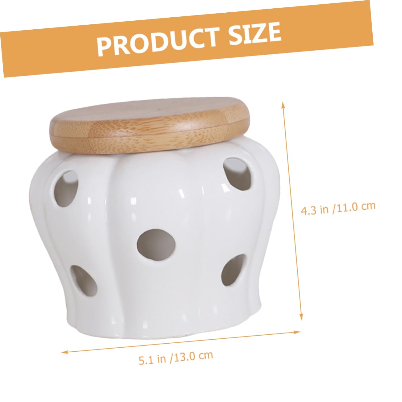PRETYZOOM Large Capacity Garlic Keeper Ceramic Storage Jar Ginger Storage Jar Kitchen Supplies White
