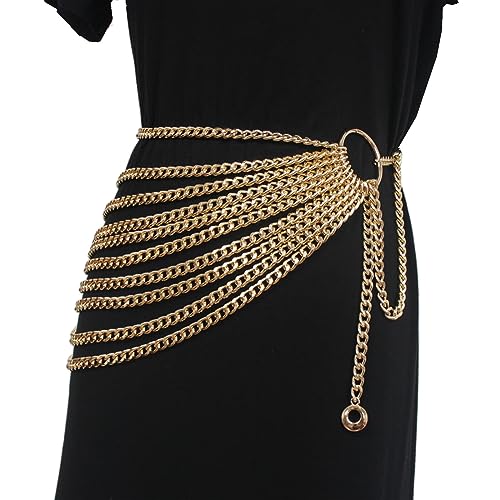 Women's Runway Fashion Gold Metal Chain Cummerbunds Female Dress Corsets Waistband Belts Decoration Wide Belt