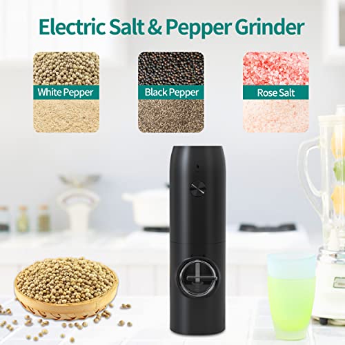 Electric Salt And Pepper Grinder, Rechargeable Pepper Grinder With Usb Cable, Led Light, Ceramic Grinder, Automatic Pepper And Salt Mill Refillable, Adjustable Coarseness, One Hand Operation (Black) #TOP1