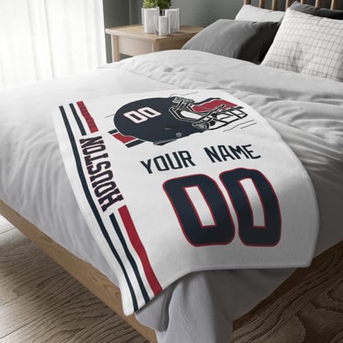 Image of Houston Throw Blanket Custom Name and Number Personalized Gifts for Men and Women