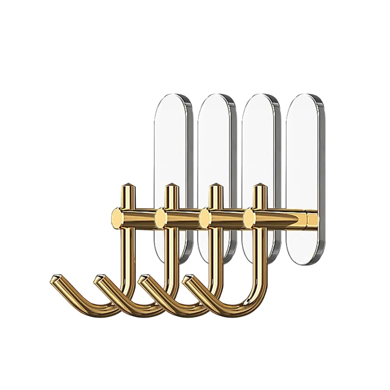 Golden Cloth Hook for bathroom, kitchen, (White) Towel robe Hook, Stainless Steel, With Marble Oval Plate Heavy Duty Wall Mounted Robe Hooks, Bathroom Organizer (Pack of 4)