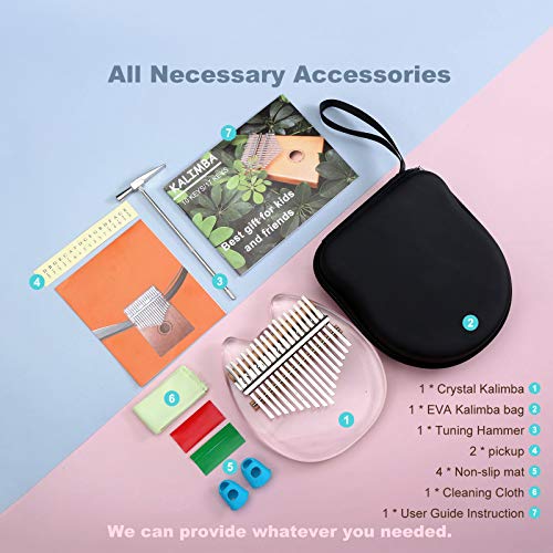 Clear Kalimba Thumb Piano, Transparent Crystal Kalimba 17 Key, Musical Instrument Gifts For Kids, Cat Shape Finger Piano, Acrylic Mbira #TOP6