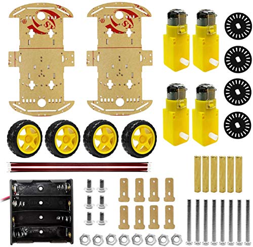 Makerfocus Diy Robot Car Smart Chassis Kit With Speed Encoder 4 Wheel 2 Layer For Ar Duino Uno Mega2560 Mega1280 51 Microcontroller Board #TOP7