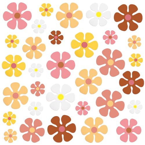 Image of Henoyso 60 Pcs Groovy Party Decorations Retro Flower Daisy Decor,Assorted Sizes