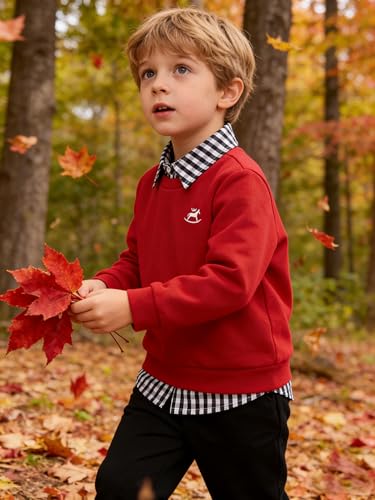 Image of KIDLAGA Toddler Boy Clothes Long Sleeve Sweatshirt Tops and Pants Boys 2-Piece Kids Winter Outfits