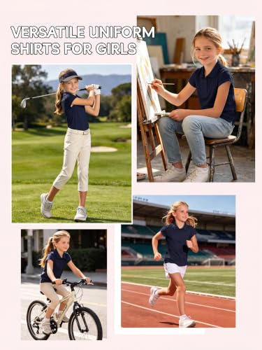 Image of OHD 4 Pack Girls Polo Shirt Girls Uniform Polo for School Cotton Shirts School Uniform Tops Size 3T-14