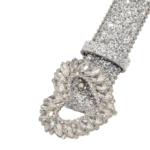 Yiju Womens Rhinestone Belt PU Leather Belt Cowgirl Bling Diamond Belt Heart Buckle Waist Belt for Pants Jeans Costume Accessories3