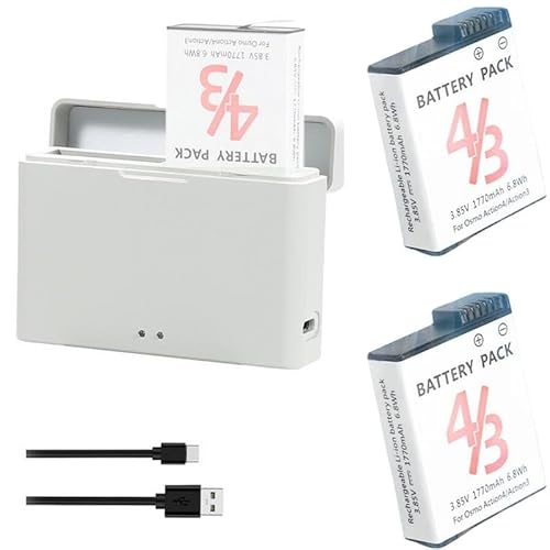 DJI ACTION 4/OSMO ACTION 3 Ή [d obe[ ی P[X ANZT[ OSMO ACTION 3/4 obe[USB [d, RpNg 2̃obe[[d ([d+2 obe[)