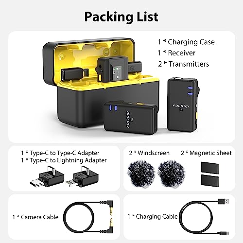 Fulaim X5 Wireless Lavalier Microphone System, Lavalier Lapel Mic With 18H Battery Life Charging Case For Dslr Cameras/Iphone/Android/Live Streaming #TOP6