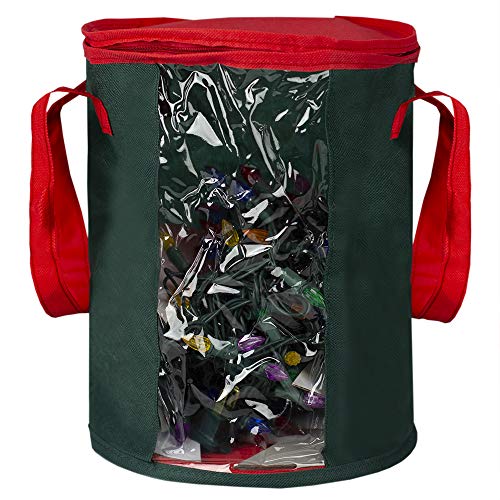 Home Basics Textured Christmas Light Bag With Zipper Closure Seasonal Holiday Décor Clear Transparent Storage Organization For Easter, Fall, Halloween, Green #TOP24