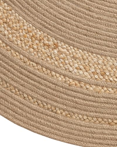 Image of Rounds Jute Carpet - Handwoven Natural Fiber Rug for Living Room, Bedroom, Entryway | Boho Chic Eco-Friendly Area Rug | Rustic Designer Floor Mat:-(Jute Tikki Big, 5x5 feet