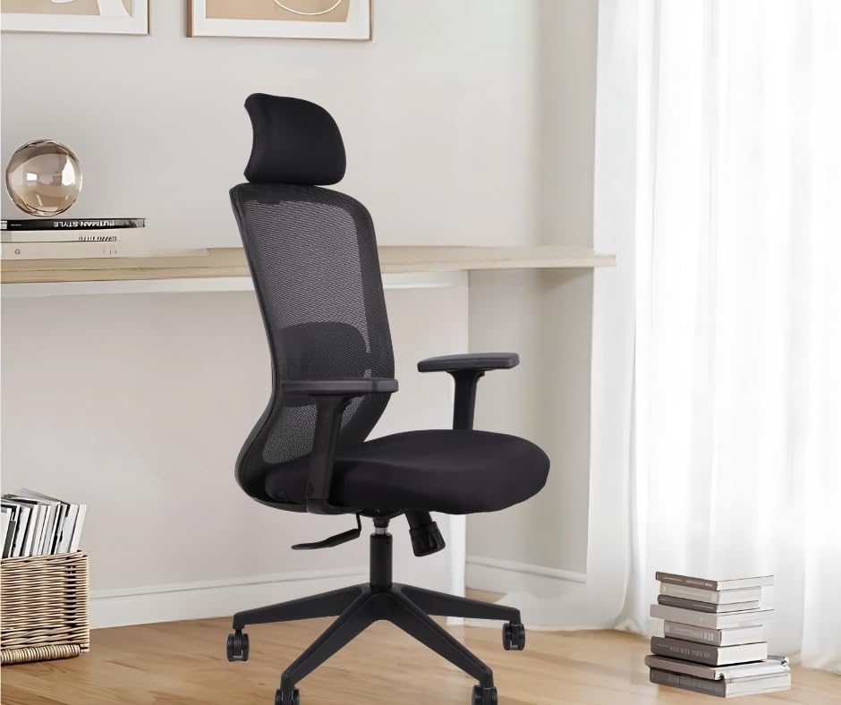 Image of Hawk Ergonomic High-Back Mesh Office Chair | Adjustable Height | Revolving / Study / Work from Home Chair (WFH) /Computer / Desk Chair | Back Lumbar Support | Ergonomic Chair | Tilting | Arm Support