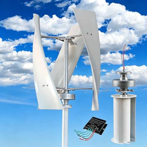 3000W Home Vertical Wind Turbine Kit, 3 Phase AC Wind Generator with MPPT Controller, 12V 24V 48V Option Off Grid Wind Power System for Residential Farm Use 48V