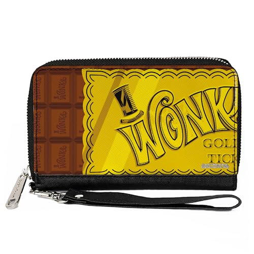 Buckle-Down Movies Wallet, Zip Around, Willy Wonka and the Chocolate Factory Golden Ticket Wonka Bar, Vegan Leather