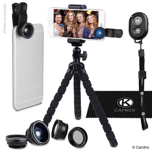 Smartphone Photography Kit - Flexible Cell Phone Tripod, Bluetooth Remote Control Camera Shutter and 5in1 Lens Kit - Universal Octopus Pod - Telephoto, CPL, Fish Eye, Macro and Wide Angle Lens