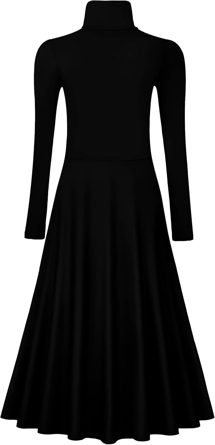 MOLLDAN Girls Praise Dance Dress High Neck Long Sleeve Liturgical Church Worship Fit Full Length,Breathable Lined - Image 4