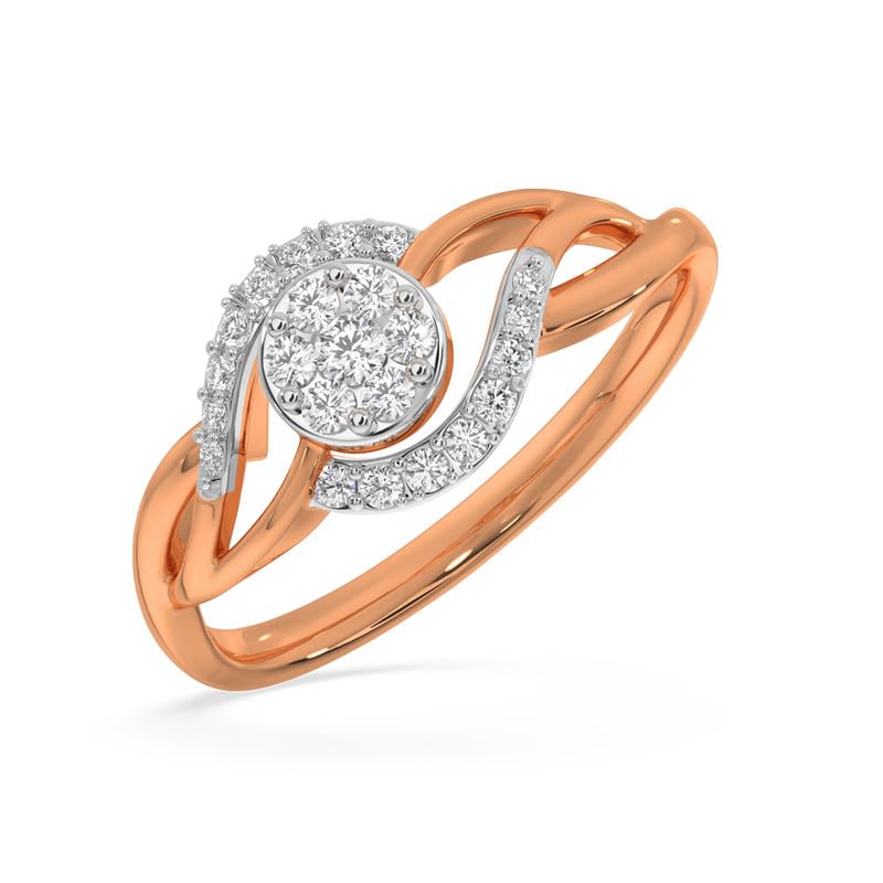 Image of KISNA 14k / 18k Real Gold & Diamond Ring | Diwali, Rakhi Rakshabandhan Gift for Sister /Bhabhi /Women | With Certificate of Authenticity & BIS-Hallmarked Gold Jewellery | Kush Diamond Ring