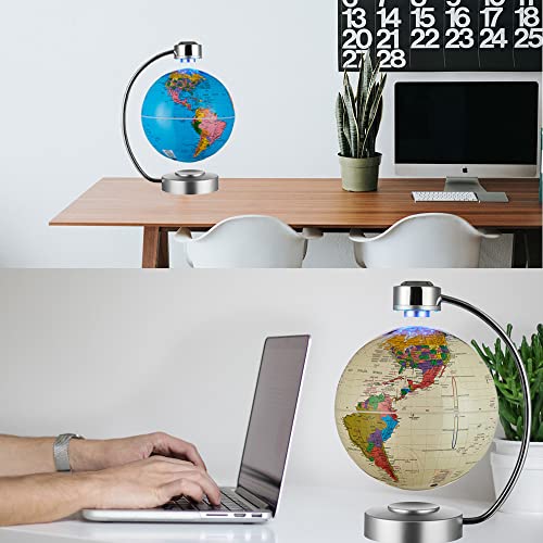 Globe flottant magnétique rotatif et lumineux LED pour décoration de bureau