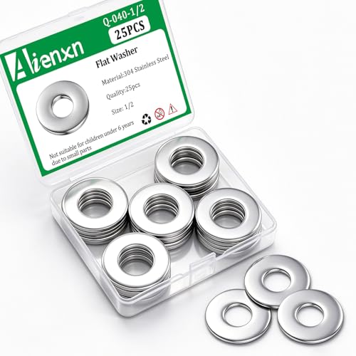 25PCS 1/2" Flat Washers, 304 SS