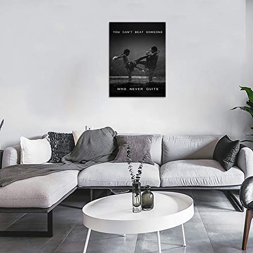 Motivational Posters Muay Thai Thai Boxing Wall Art Painting On Canvas Inspirational Quotes Picture Modern Fighting Print Artwork For Living Room Sport Gym Office Home House Decor Framed (18”Wx24”H) #TOP3