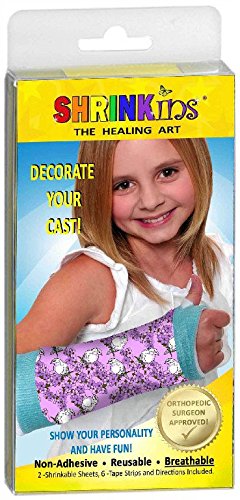 Non-Sticky Shrinkins The Healing Art Washable Removable Cast Decorating Cover Kit~ Fun, Fashionable Creative Shrink Wrap Decorations for Arm & Leg Casts ~ Uses No Adhesive – Adult & Child