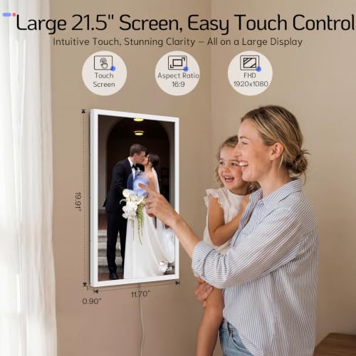 Image of NexFoto Touchscreen Digital Picture Frame Large 21.5 Inch, WiFi Digital Photo Frame 64GB, Add Pics from Google Photos, Upload via App /USB /Micro SD, Gifts for Wedding /Mom /Grandparents, White