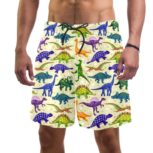 Maillot de bain séchage rapide homme jaune dinosaure short de plage