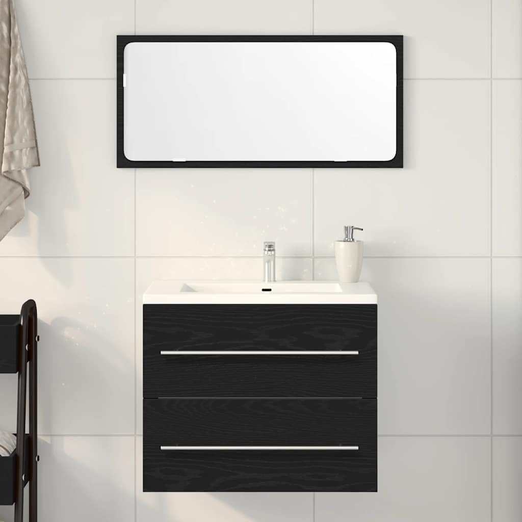 Meuble de lavabo noir aspect chêne 60 x 38,5 x 48 cm