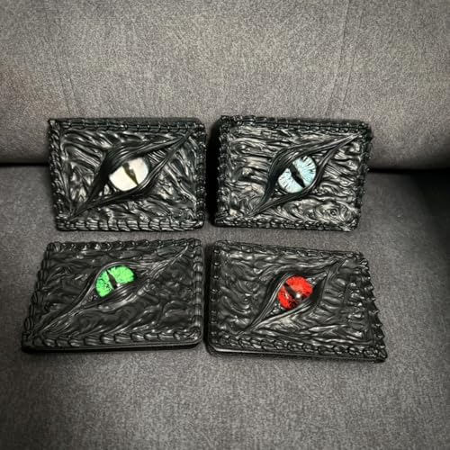 Funny Noctilucent Demon Eyes Wallet,Driver'S License Credit Card Personalized Wallet,Dragon Eye Magic Wallets For Men,Men'S 3d Genuine Leather Wallet,Horror Handmade Wallet Creepy Blood Eye (Green)3