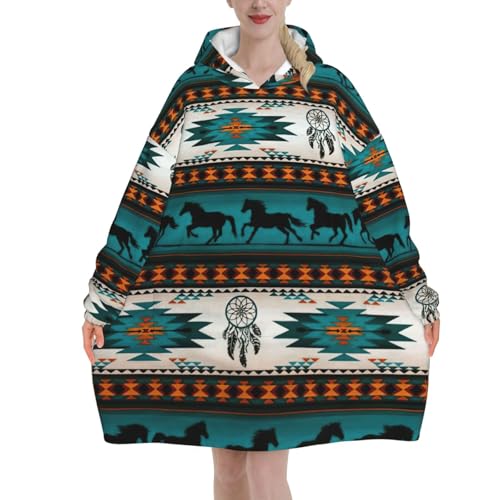 Couverture à capuche portable cheval en flanelle adulte plaid pull doux