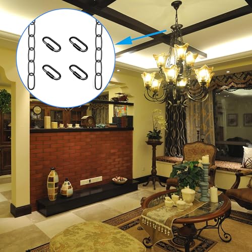 ECUDIS 6 Feet Black Pendant Light Fixture Chain, Lighting Hanging Chain Extension with Connection Locks, Lighting Chain Replacement for Chandelier, Plants, Fruit Basket (Black Finish) - Thumbnail 5