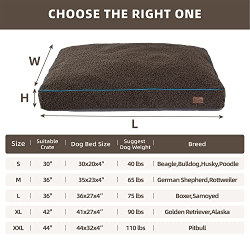 Pettycare 41 Inch Waterproof Dog Beds For Large Dogs With Removable Washable Cover,Orthopedic Thick Memory Foam Sherpa,Comfy Flat Cat Dog Crate Pad For Cage,Portable Kennel Mat Dog Pillow #TOP1