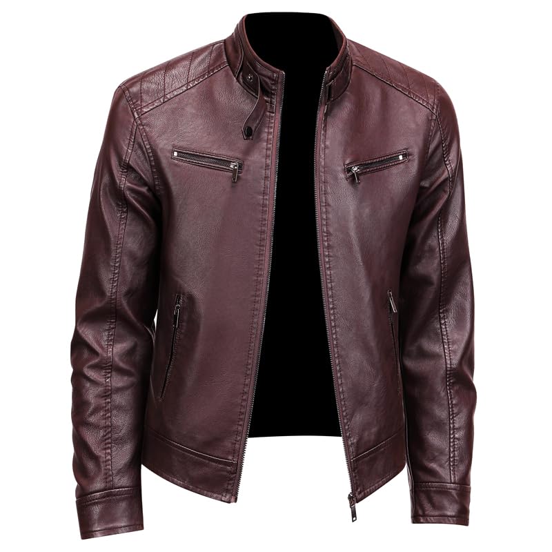 Men's Faux Leather Jacket for Fall/Winter, PU Jacket Outwear Coat