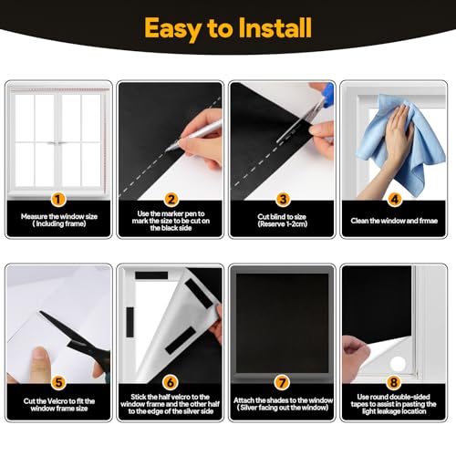 SONITOR Blackout Blinds Stick On 200x148cm, No Drill, Cut to Size, Portable Thermal Curtains with Velcro for Travel, Nursery, Bedroom, Loft, Skylight Windows, Temporary Use - Cosy Home Interiors SONITOR Blackout Blinds Stick On 200x148cm, No Drill, Cut to Size, Portable Thermal Curtains with Velcro for Travel, Nursery, Bedroom, Loft, Skylight Windows, Temporary Use - Image 4