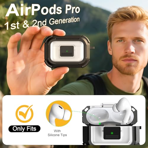 Image of RFUNGUANGO for AirPods Pro 2 Case MagSafe Magnetic Automatic Lock, Black