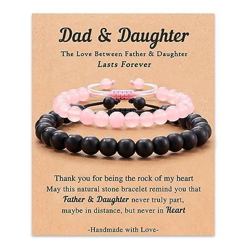 FYUKISS Father Daughter Matching Bracelet Natural Stone Jewelry -Gifts Ideas for Fathers Day Birthday