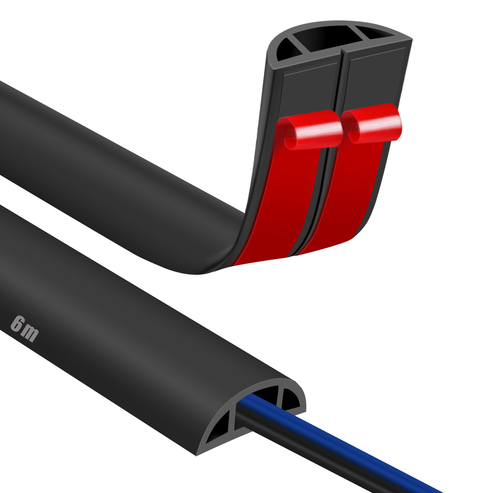 Canaletas para Cables Adhesivas, Madera Pasacables Suelo Goma, Canaleta Cables, para Uso en Oficinas, Escuela, Almacén, Conciertos, Etc, para Proteger Los Cables Evitar Riesgos deTropiezo — view 36