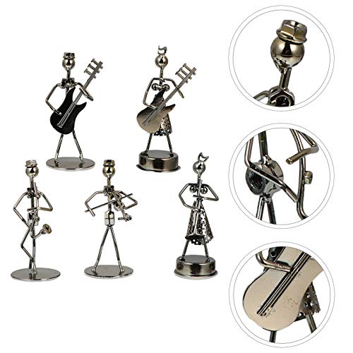 Garneck Musician Player Statue 5pcs Iron Art Music Man Figure Metal Musician Guitar Player Statue Musical Instrument Collectible Figurine for Home Cafe Office Display Decor Gift Music Band Ornaments steampunk buy now online