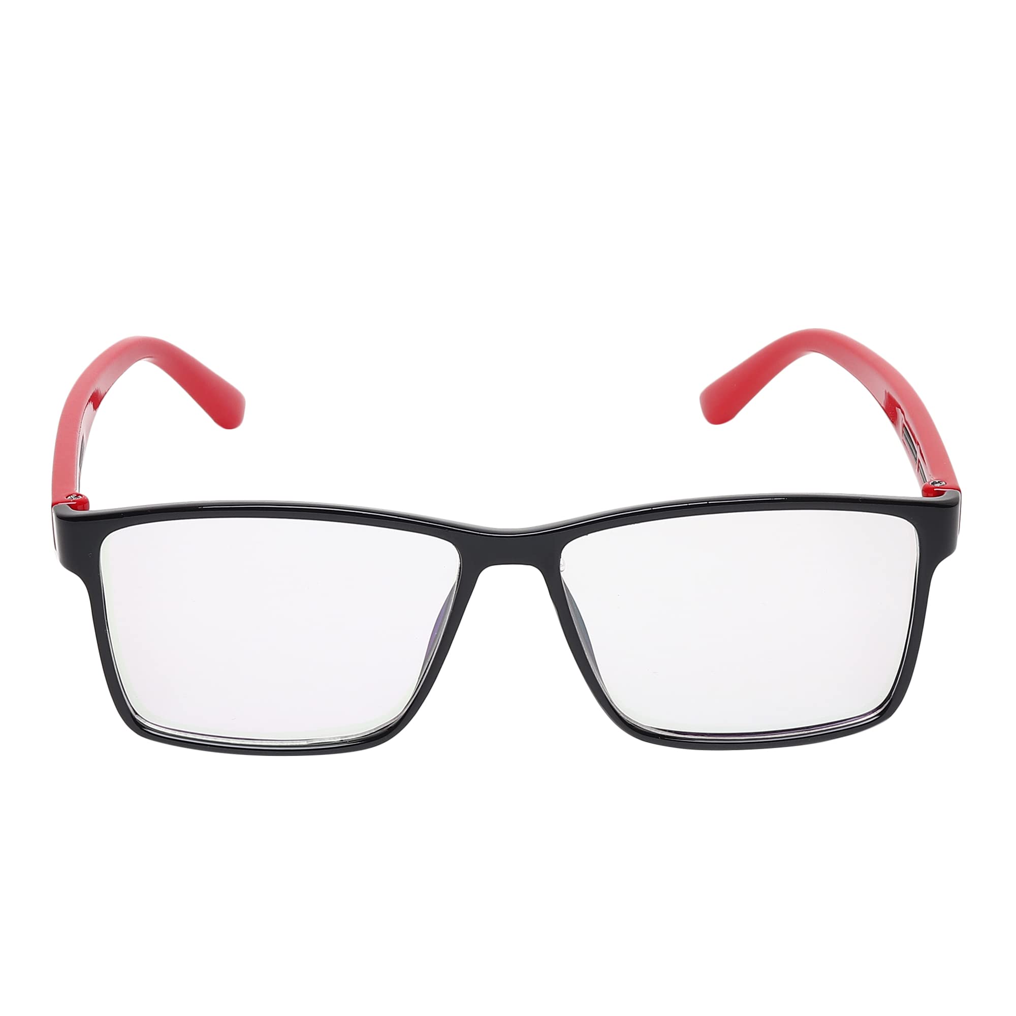 Dervin Clear Lens Rectangular Spectacle Frame for Men and Women (Medium) (Red-Black) - Image 2 thumbnail
