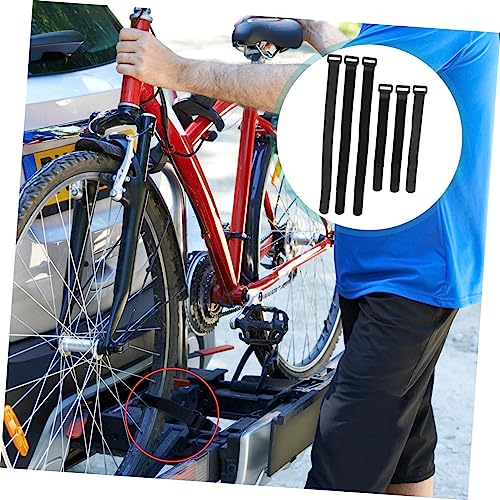Lurrose 6 Stück Fahrradgurt Radriemen bunt Gürtel Zurren Rückseite bike straps Fahrradhalteriemen Kabelbinder befestigen Sicherheitsband für Fahrradräder Fahrrad-Radband Vollnylon Black(20cm,30cm)