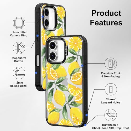 MOSNOVO for iPhone 16 Case, Military-Grade Drop Protection, Shockproof Bumper, Cute Aesthetic Phone Case for iPhone 16, Lemon/Black by MOSNOVO - Used condition - Image 6