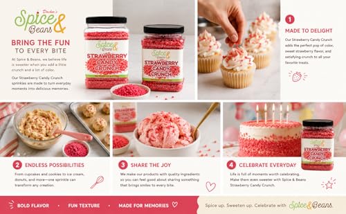 Image of Strawberry Candy Crunch 2.5 lb | Dessert Topping & Decoration for Ice Cream, Sundaes, Cakes, Cupcakes, Milkshakes & Frozen Yogurt | Bulk Resealable Bottle | Dasher's Spice & Beans
