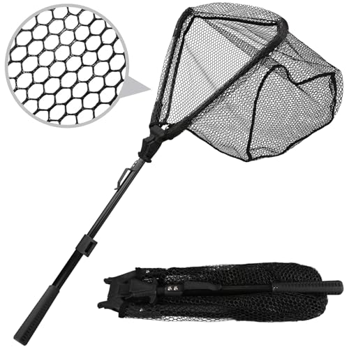 wiipara Fishing Kescher Angeln, Teleskop Gummierter Angelkescher - Stabil, Faltbar und Fischfreundlich, Unterfangkescher Angel Kescher Teich Karpfenkescher für Erwachsene und Kinder wiipara Fishing Kescher Angeln, Teleskop Gummierter Angelkescher - Stabil, Faltbar und Fischfreundlich, Unterfangkescher Angel Kescher Teich Karpfenkescher für Erwachsene und Kinder