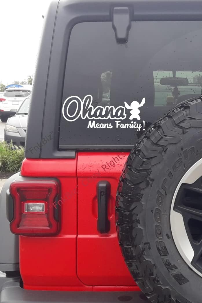 Ohana Means Family Decal Sticker for Cars Suv's Trucks Walls Laptops (White) 8.0 x 3.5 Inches image 2