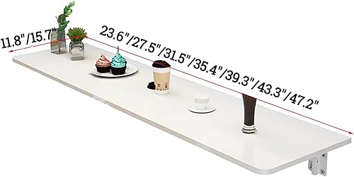 Miniatura 2 de Mesa plegable para montar en la pared, mesa de cocina de pared de madera y mesa de comedor, mesa de pared larga estrecha plegable, escritorio