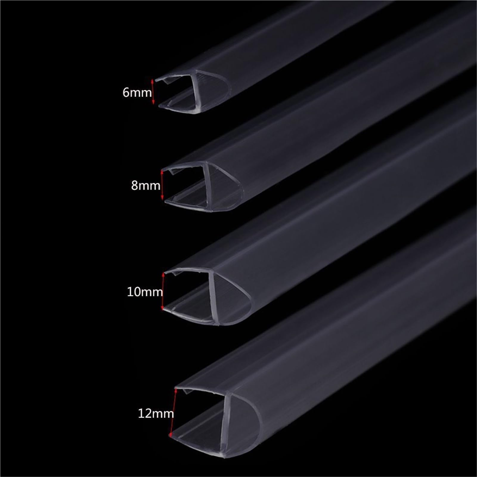 Guarnizione per porte in vetro da bagno, Striscia Guarnizione for Schermo Doccia 4m Trasparente Misure Multiple 8 Pz(C-12mm)